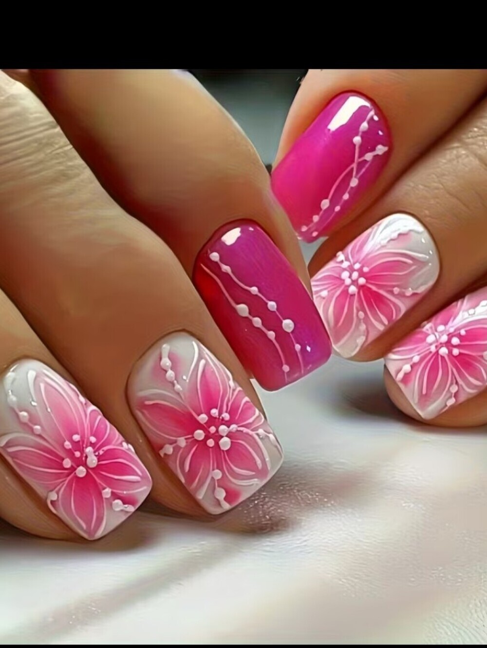 🔥3/$21 Pink Floral Ombre Press On Nail Set